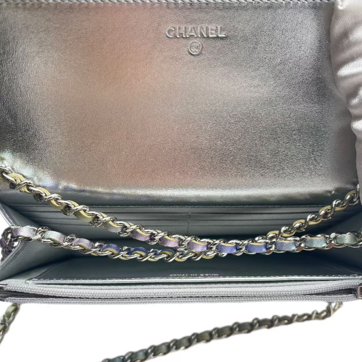 Chanel Gradient Metallic Rainbow Calfskin Quilted Wallet on Chain (WOC)