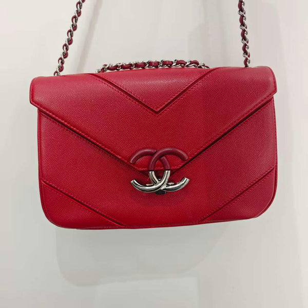 Chanel Macro Flap Bag Chevron Caviar