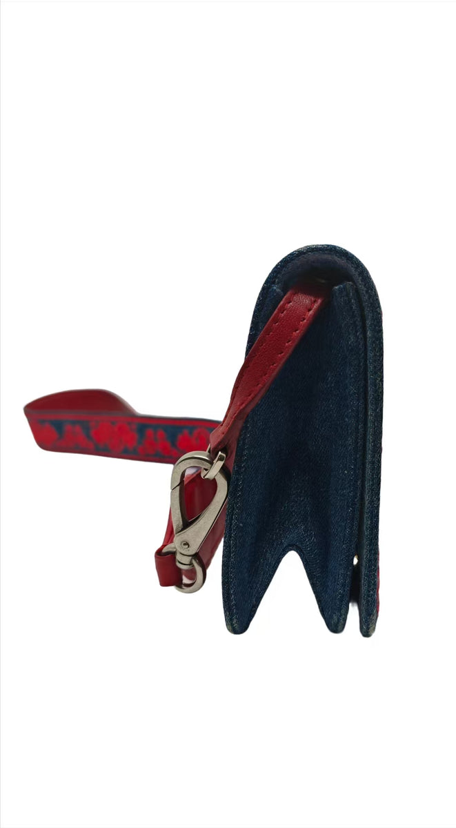 Miu Miu Canvas Long Wallet with Silver Buckle