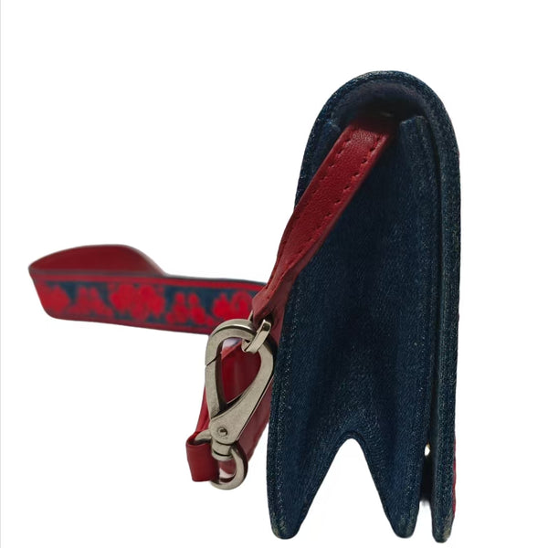 Miu Miu Canvas Long Wallet with Silver Buckle