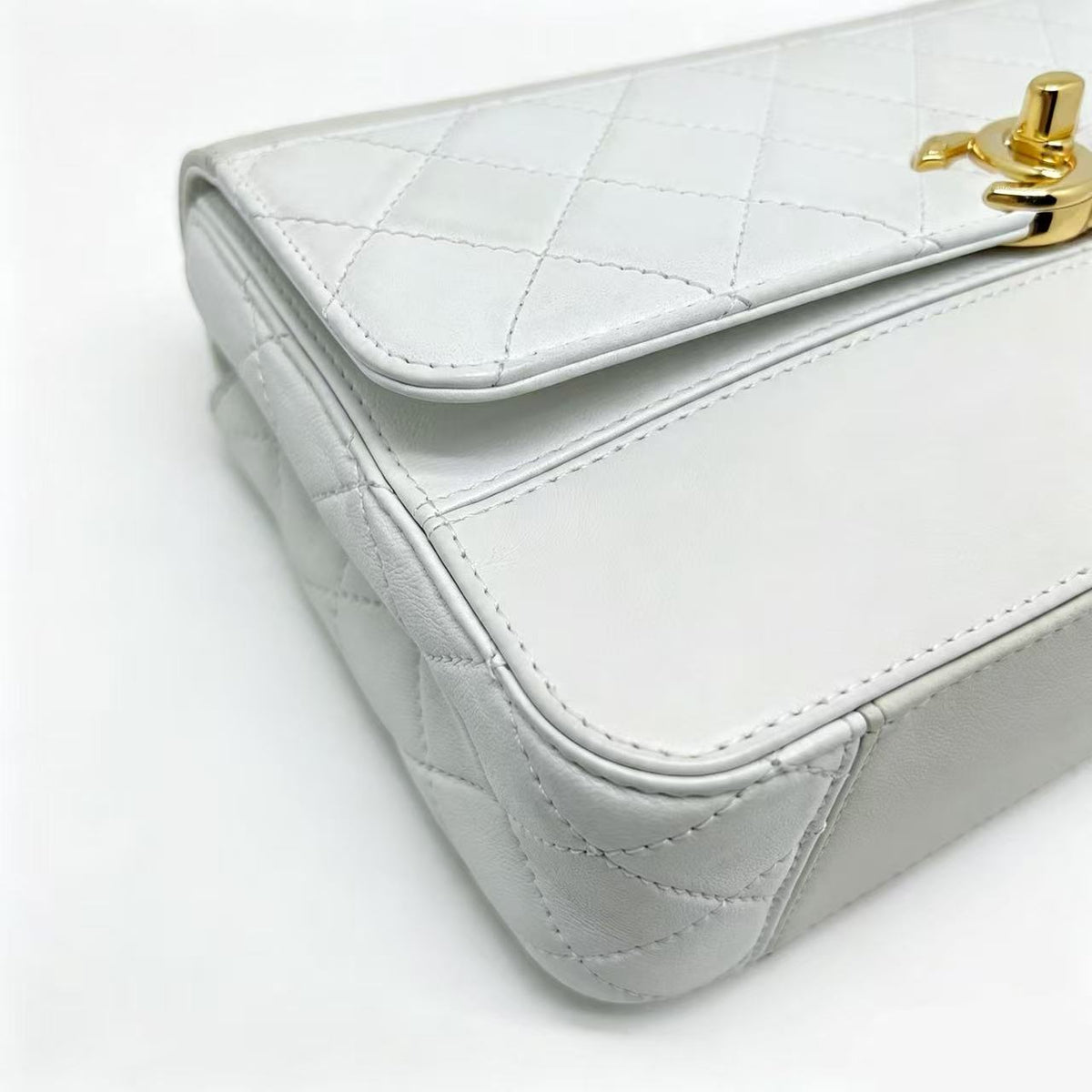 Chanel beige and  quilted leather shoulder flap bag