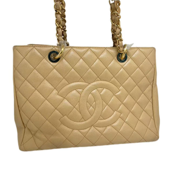 Chanel Beige Calfskin Grand Shopping Tote Bag