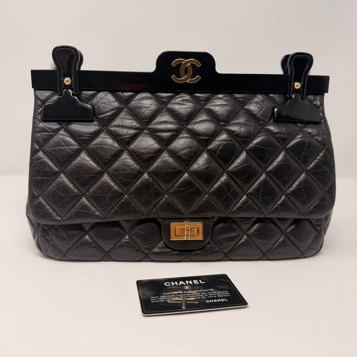 CHANEL Rare 2016 2.55 Reissue Hanger Flap Bag Black Aged Calfskin Gold Hardware