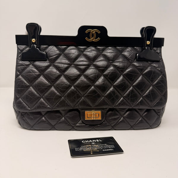 CHANEL Rare 2016 2.55 Reissue Hanger Flap Bag Black Aged Calfskin Gold Hardware