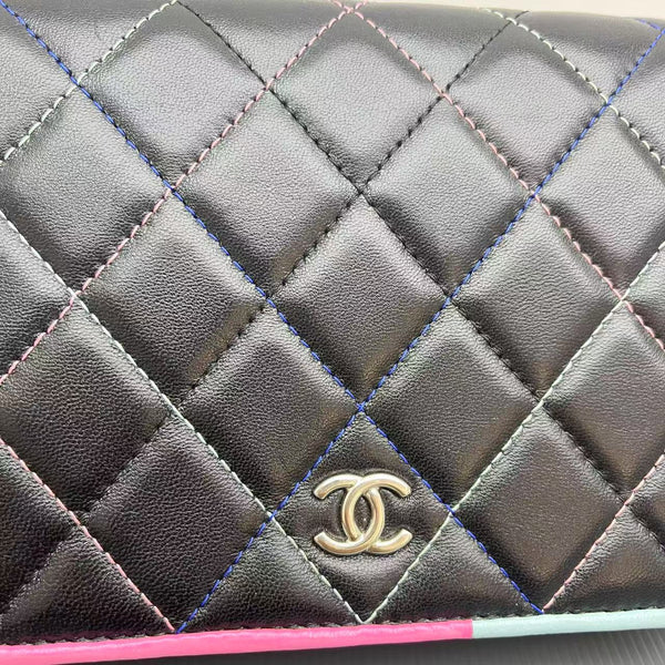 Chanel Classic Wallet On Chain Black Pastel Leather