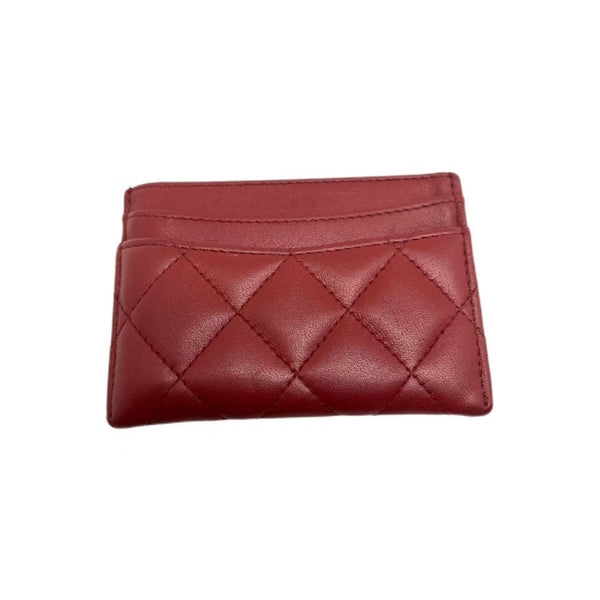 Chanel Red Quilted Caviar Leather CC Card Holder