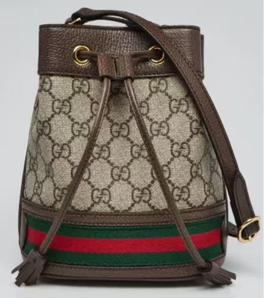 GUCCI GG Supreme Monogram Web  Ophidia Bucket Bag