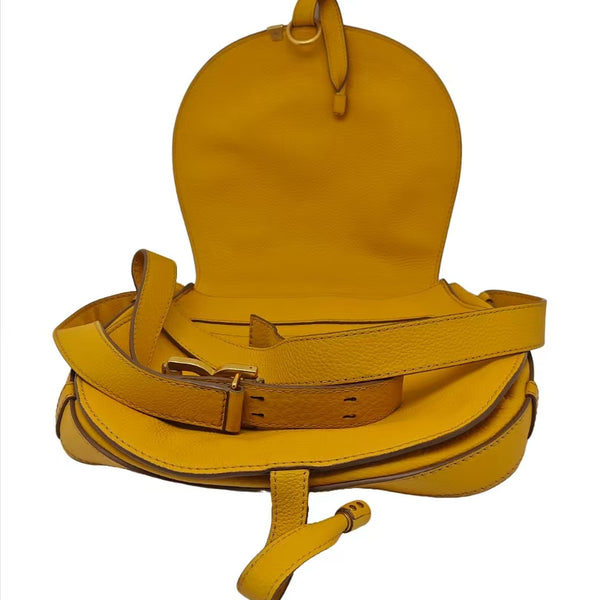 Chloé Marcie Daffodil Leather Crossbody Saddle Bag