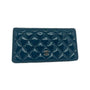 Chanel Teal Quilted Patent Leather L Yen Wallet