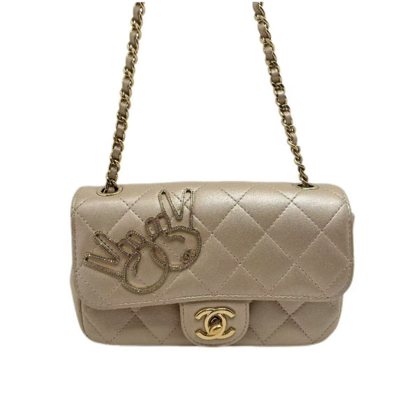 Chanel Classic Metallic Gold Quilted Lambskin Mini Flap Bag