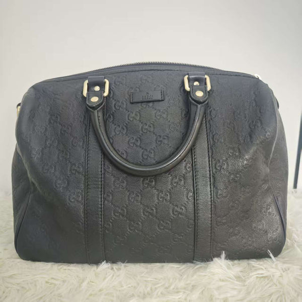 Gucci Black Leather Medium Boston Bag