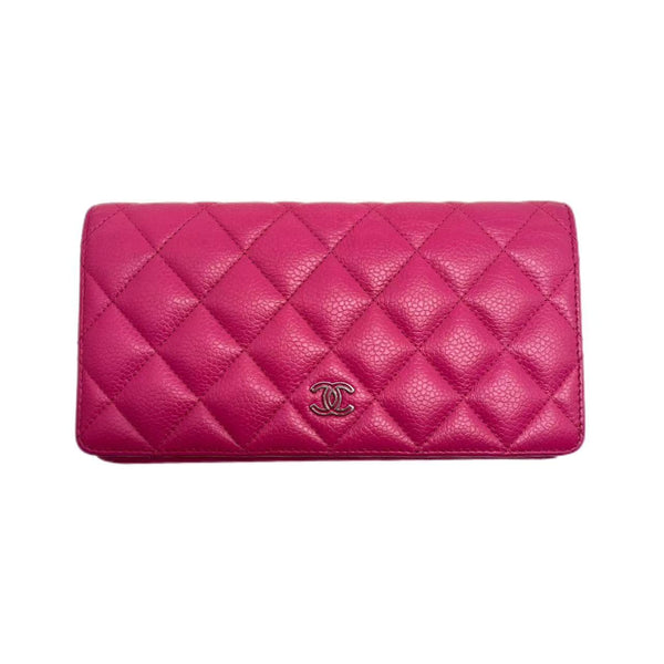 Chanel Pink Quilted Caviar Leather CC Long Wallet