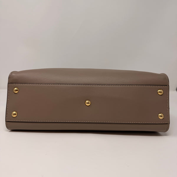 FENDI Vitello Seta Plexiglass Tortoise Medium Peekaboo Iconic Satchel Tortora