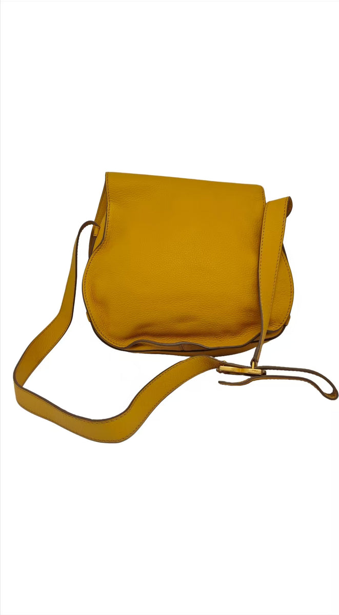 Chloé Marcie Daffodil Leather Crossbody Saddle Bag