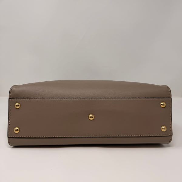 FENDI Vitello Seta Plexiglass Tortoise Medium Peekaboo Iconic Satchel Tortora