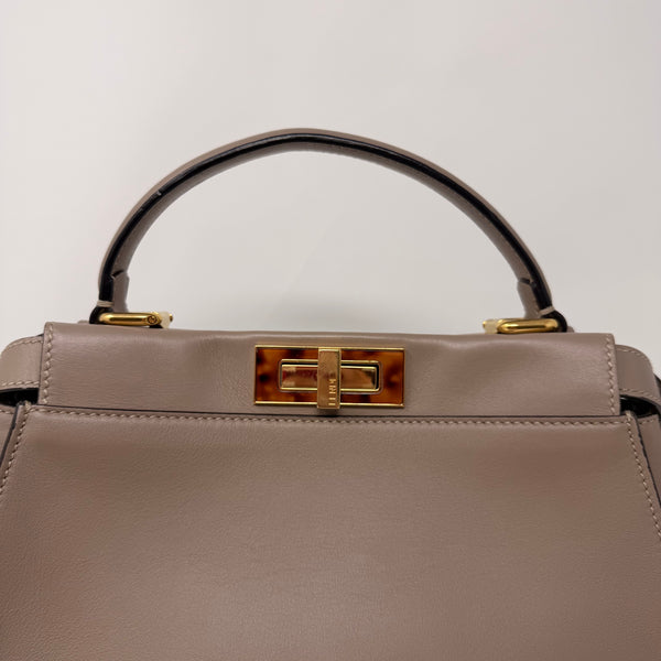 FENDI Vitello Seta Plexiglass Tortoise Medium Peekaboo Iconic Satchel Tortora
