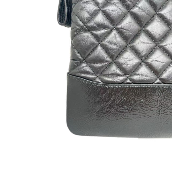 Chanel Black Quilted Leather Large Gabrielle O-Case Zip Pouch