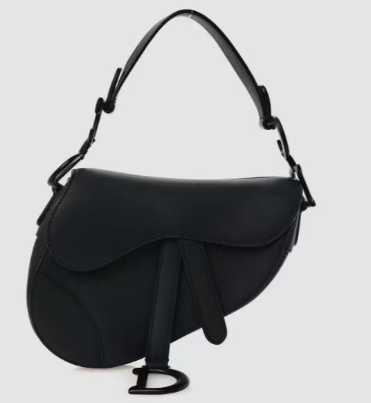 CHRISTIAN DIOR Saddle Bag with Strap Black Ultramatte Calfskin