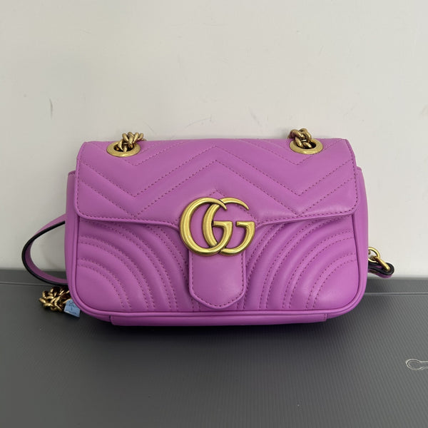 GUCCl Calfskin Matelasse Mini GG Marmont Shoulder Bag