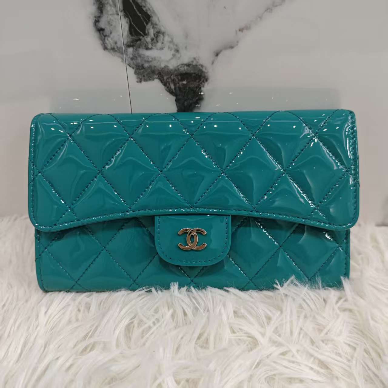 Chanel Light Blue Patent Leather L Flap Wallet – VTG Bags