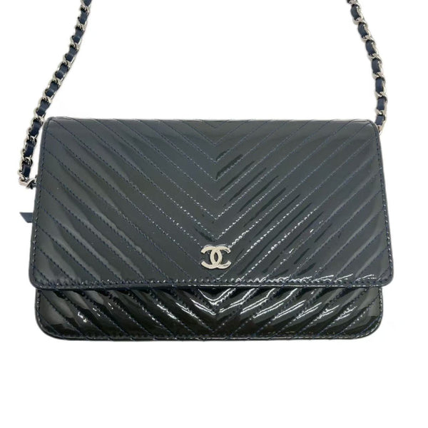 Chanel WOC Chevron Patent Leather Crossbody Wallet On Chain Bag