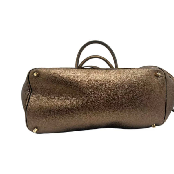 BURBERRY Bronze Leather Golderton Bridle Tote Bag