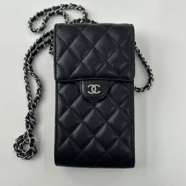 CHANEL Caviar Quilted Classic Phone Holder Black