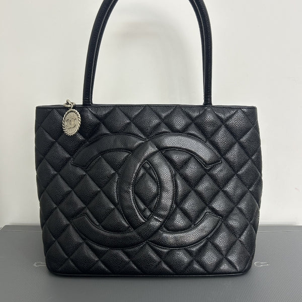 Chanel Bag Tote Black Gold Metal Fittings