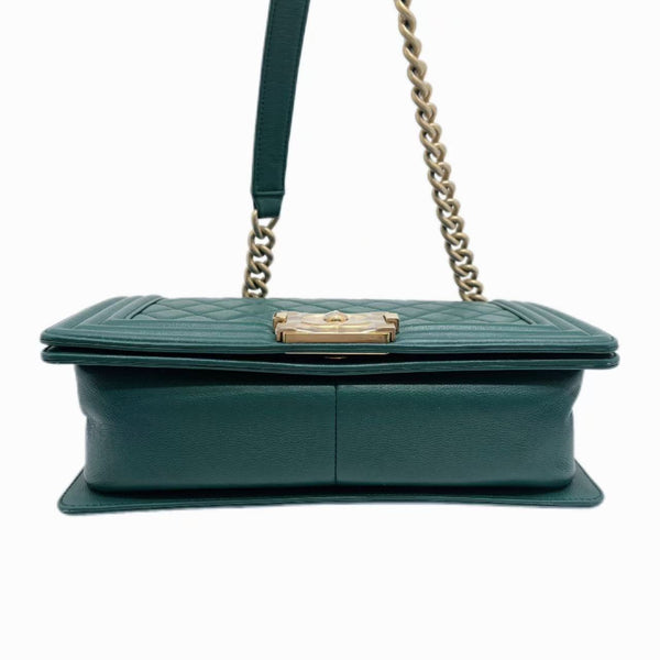 Chanel Dark Turquoise Caviar Quilted Boy Bag Medium Gold Hardware