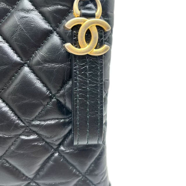 Chanel Black Quilted Leather Large Gabrielle O-Case Zip Pouch