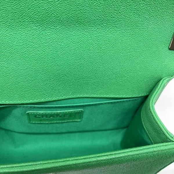 Chanel Green Leather Boy Shoulder Bag