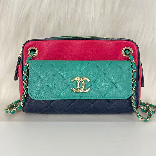 Chanel Goatskin Quilted Tri-Color Camera Case