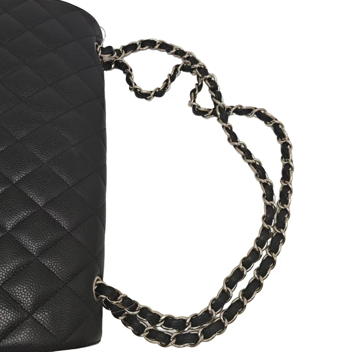 Chanel Maxi Classic Double Flap Bag Black Caviar Silver Hardware