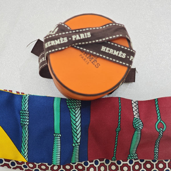 HERMES Silk Twilly Scarf Royal Yellow