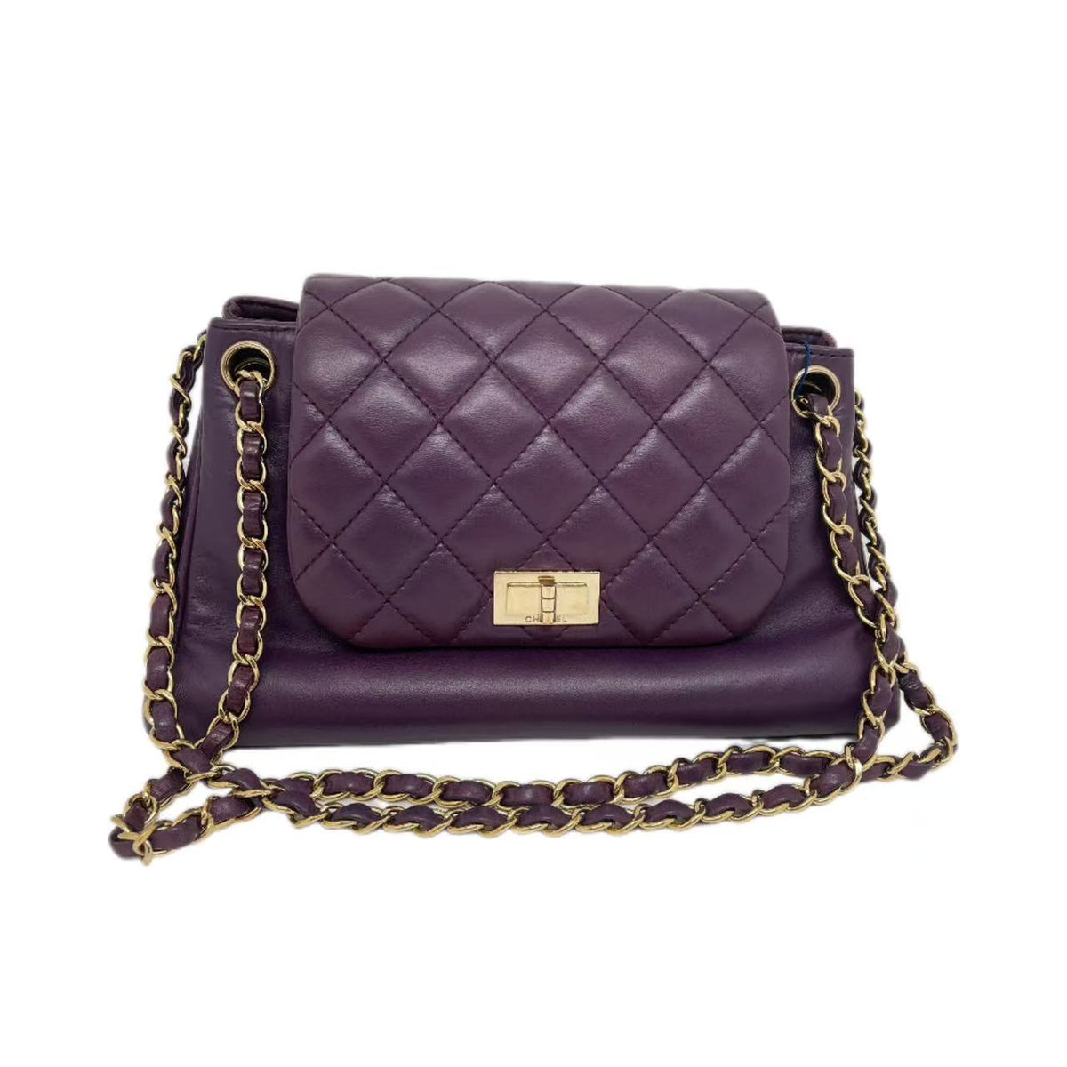 Chanel Purple Leather Classic Flap Bag