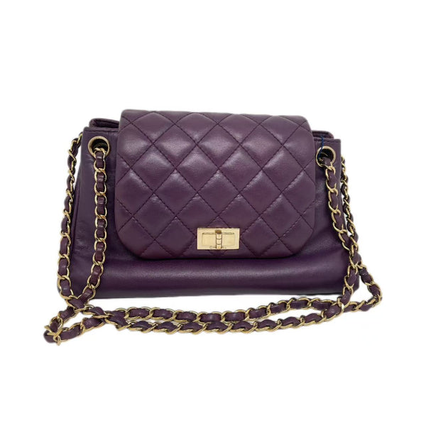 Chanel Purple Leather Classic Flap Bag