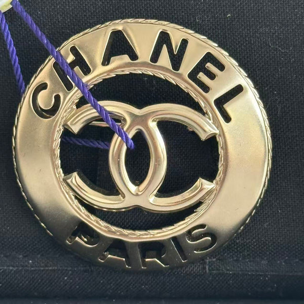 CHANEL Metal CC Paris Brooch Silver
