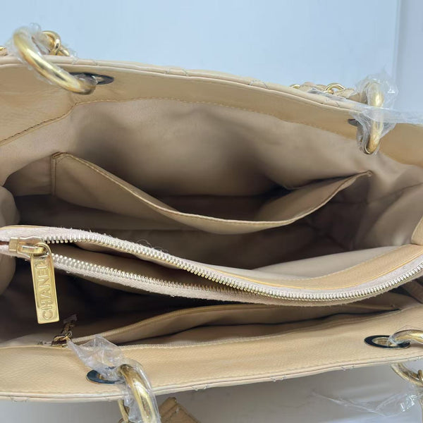 Chanel Beige Calfskin Grand Shopping Tote Bag