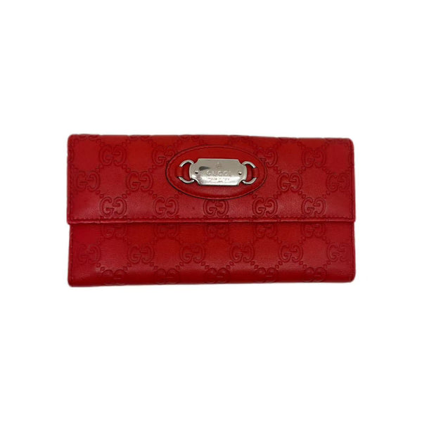 Gucci Red Guccissima Embossed Leather Wallet