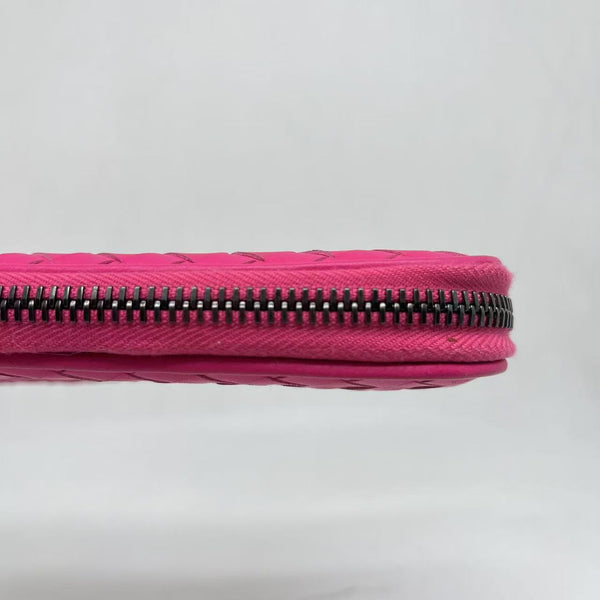 Bottega Veneta Pink Intrecciato Woven Leather Wallet