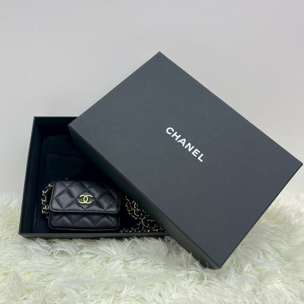 Chanel Black Quilted Lambskin Flap Bag Coin Purse