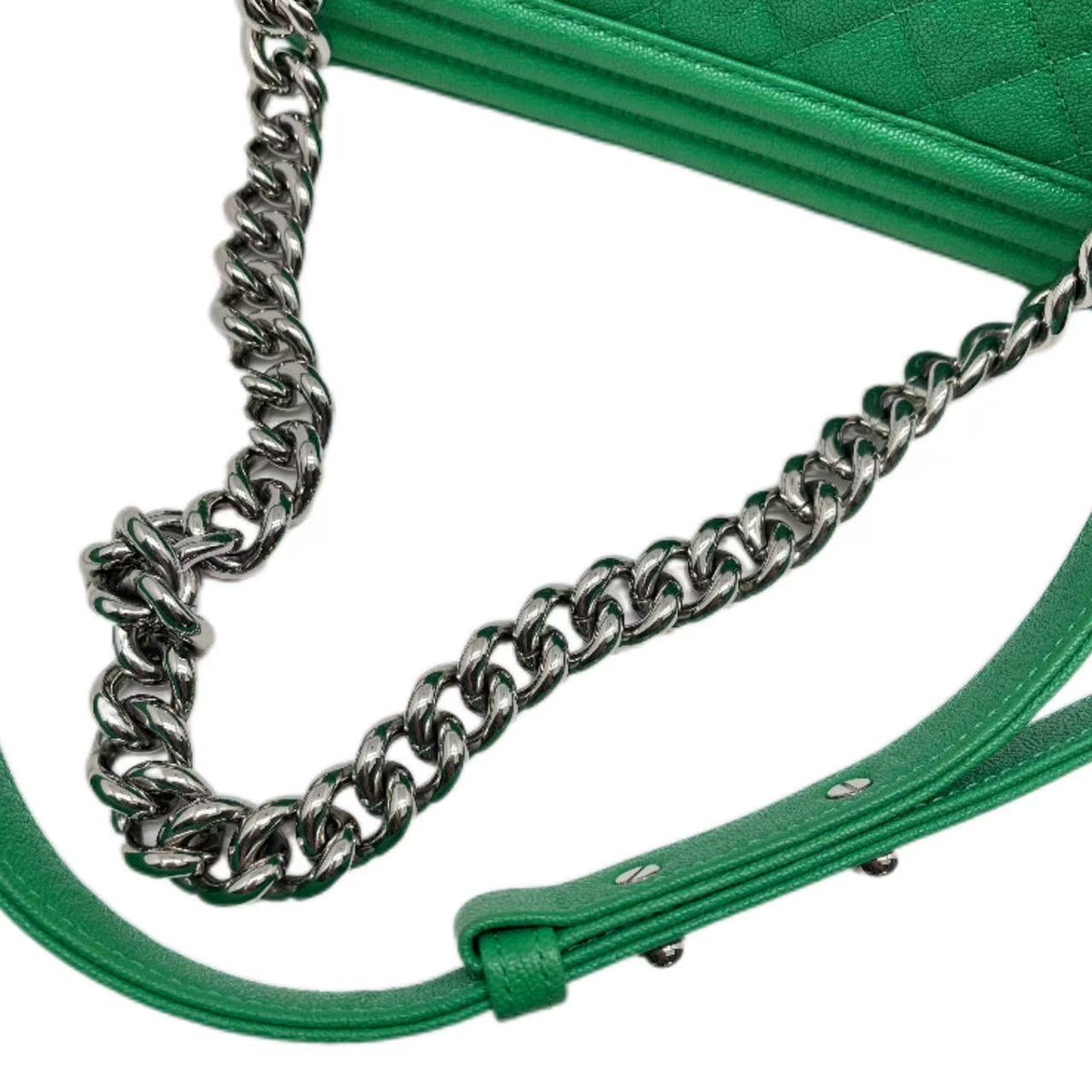 Chanel Green Leather Boy Shoulder Bag