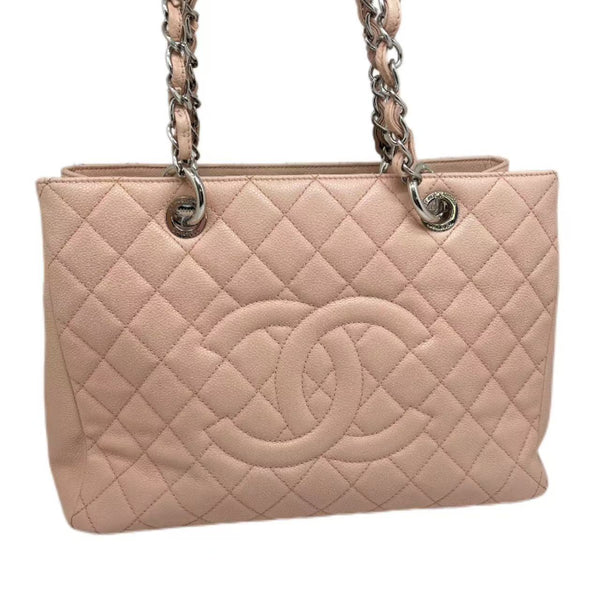 Chanel Light Pink Quilted Caviar Leather Grand Shopping Tote Bag