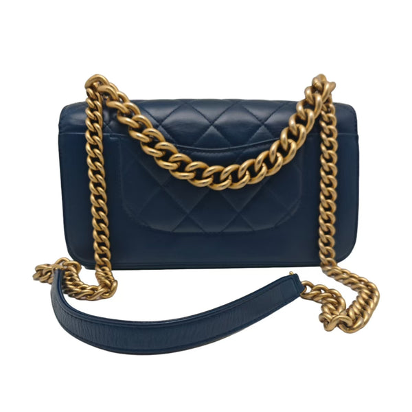 Blue Chanel CC Quilted Calfskin Ombre Flap Shoulder Bag