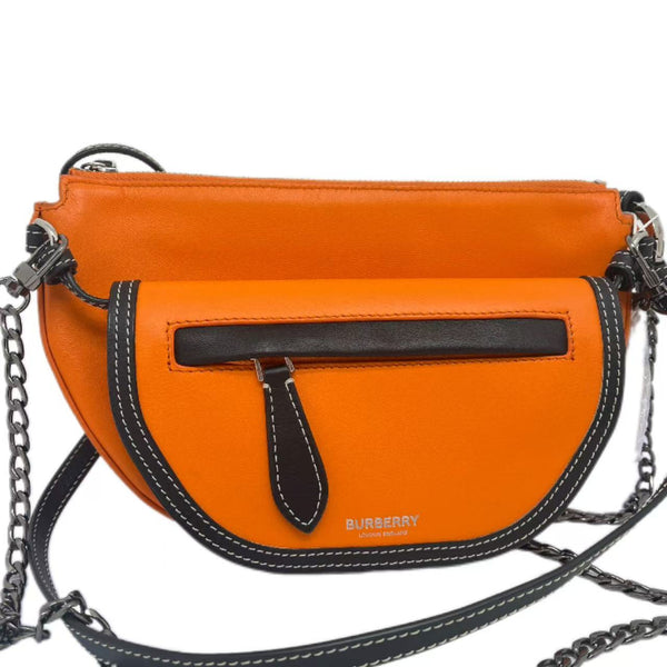 Burberry Orange/Black Leather Mini Double Olympia Bag
