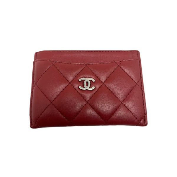 Chanel Red Quilted Caviar Leather CC Card Holder