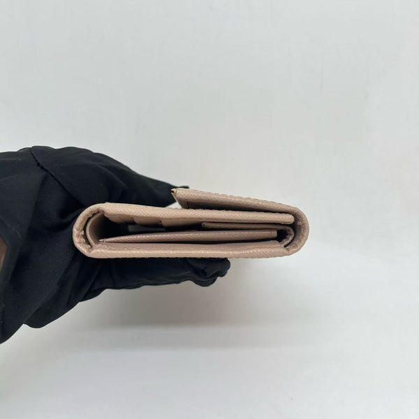 Prada Beige Saffiano Leather Compact Wallet