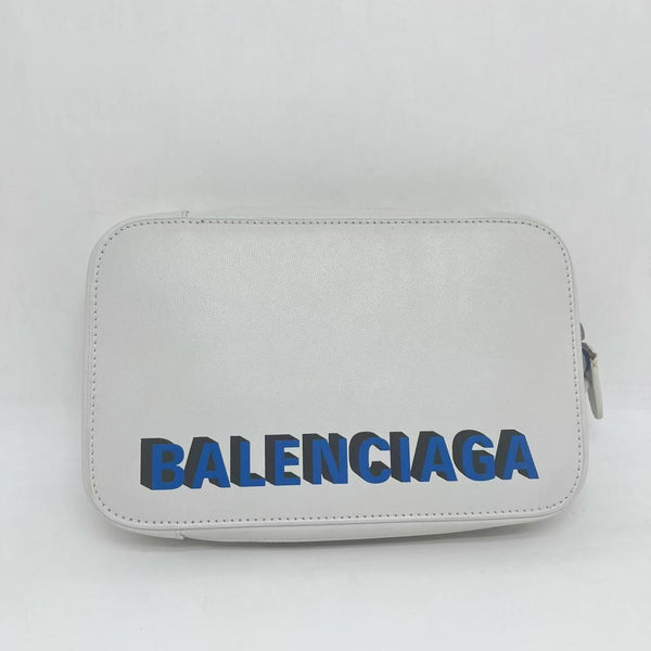 BALENCIAGA Cash Phone And Card Holder Shoulder Bag Leather White
