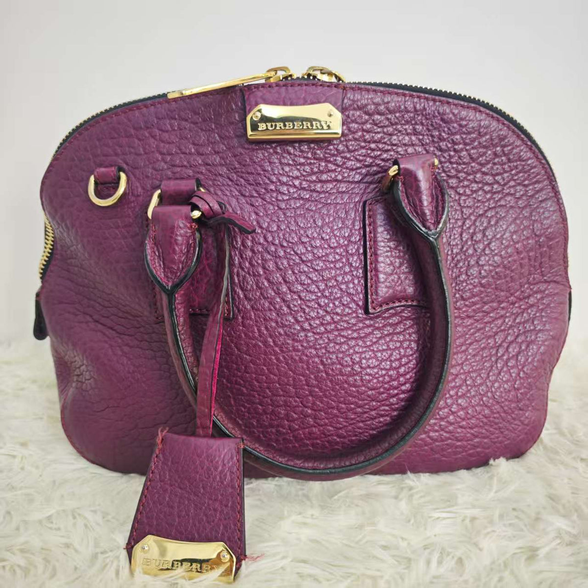 Burberry Purple Leather Orchard Bowler Bag