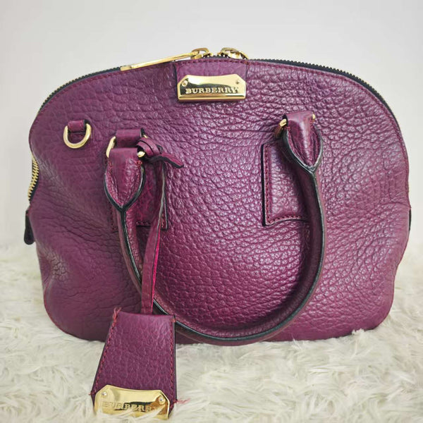 Burberry Purple Leather Orchard Bowler Bag